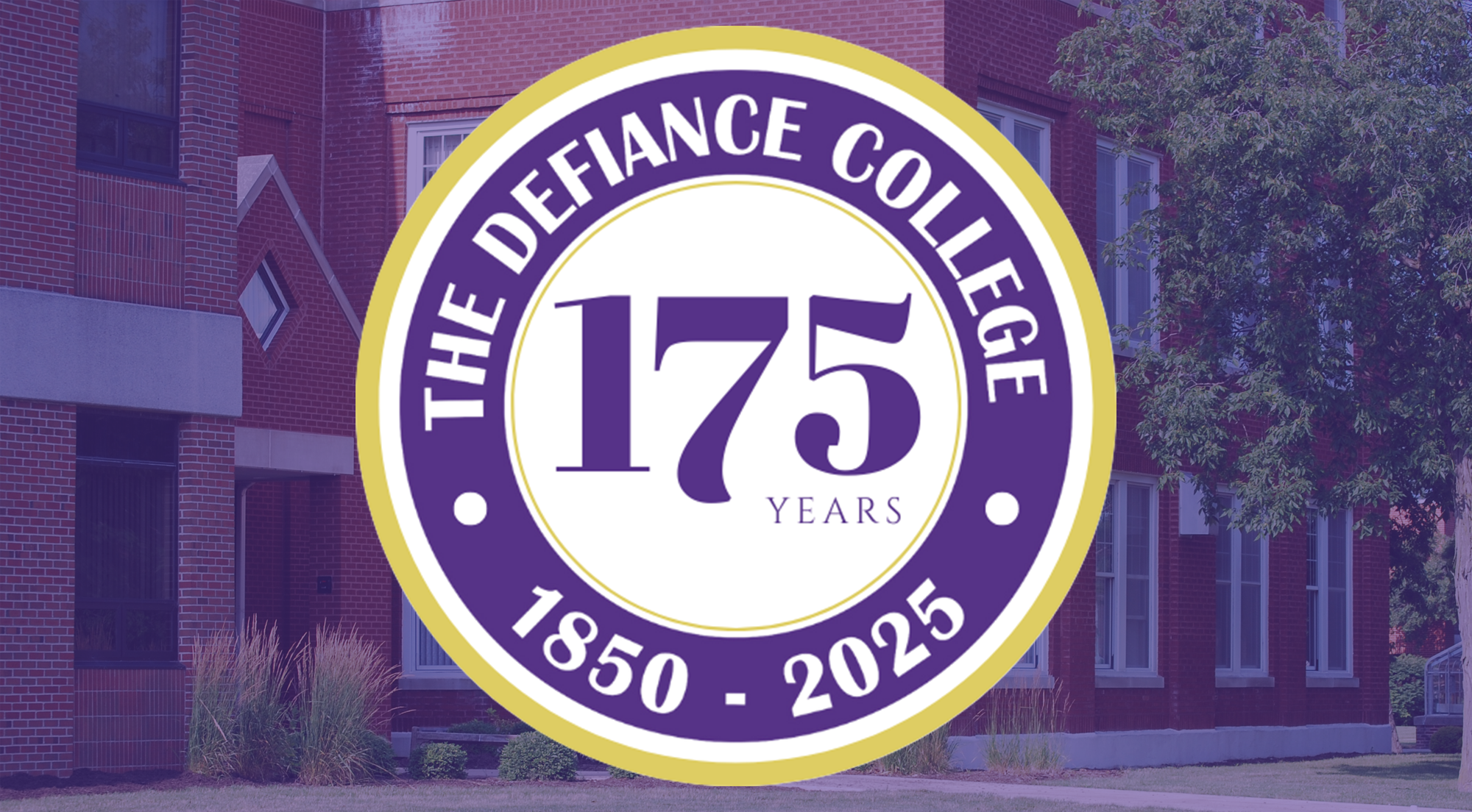 classroom building image with 175th anniversary logo in front of it